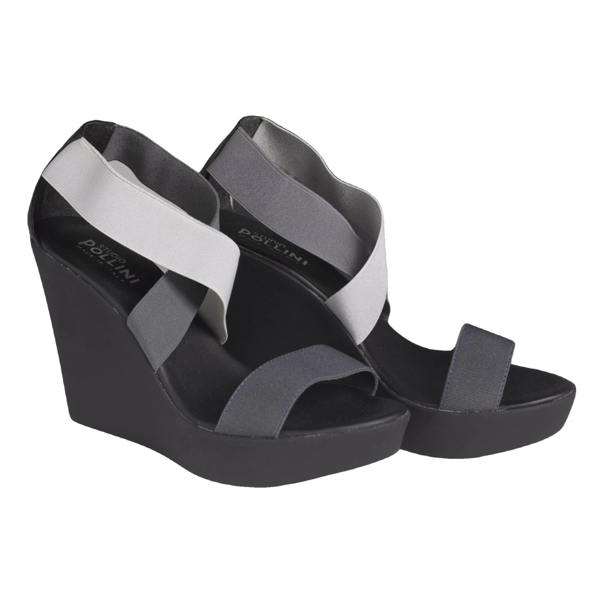 Pre-owned Pollini Cloth Sandals In Grey