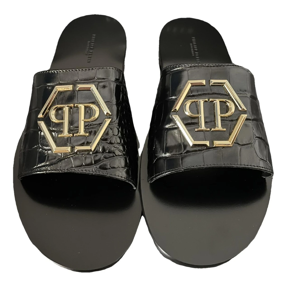 Pre-owned Philipp Plein Leather Sandals In Black
