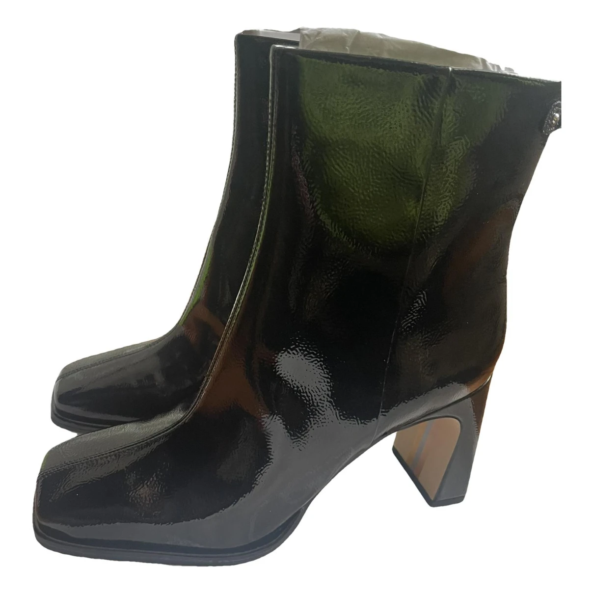 Pre-owned Sam Edelman Patent Leather Boots In Black