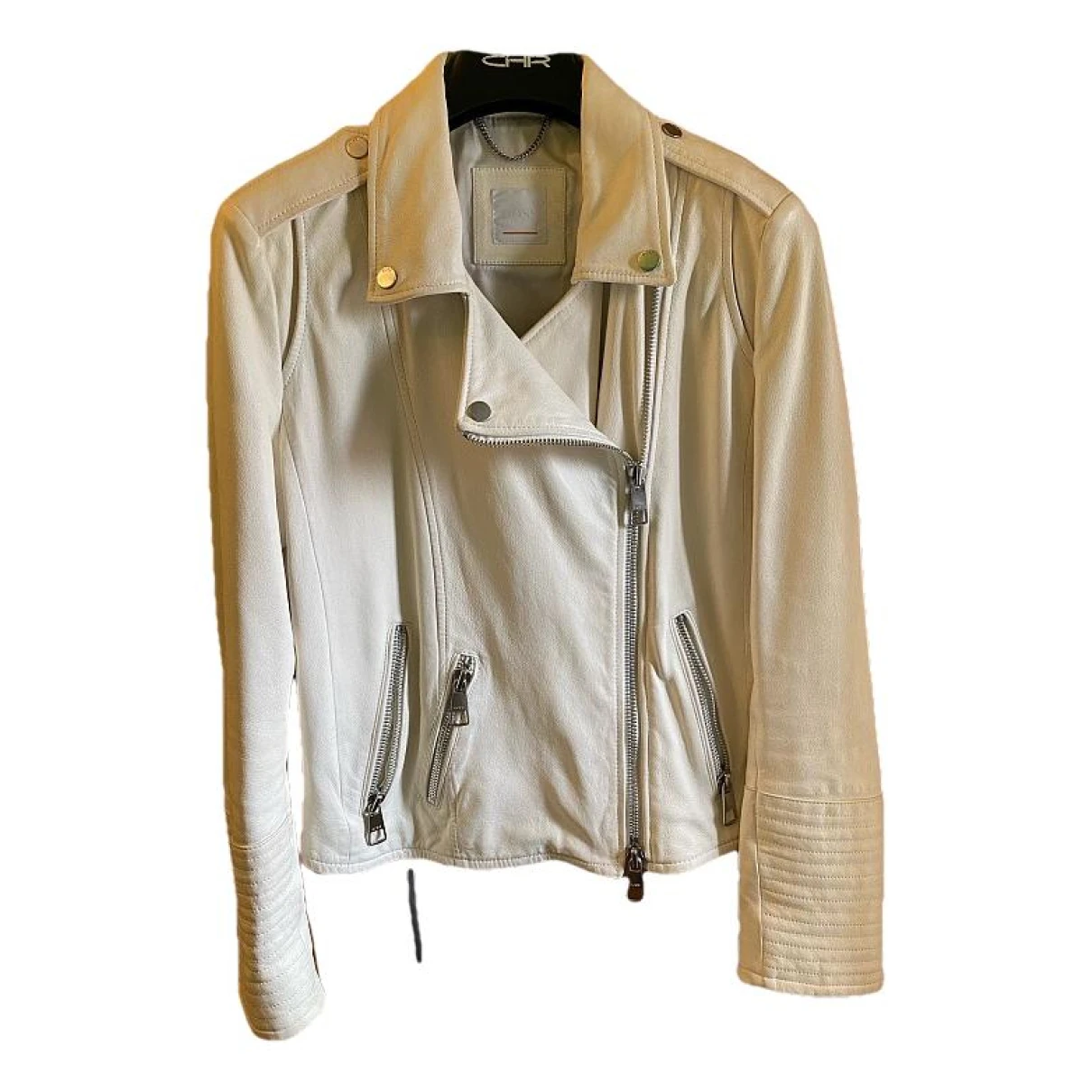 Pre-owned Hugo Boss Leather Jacket In White