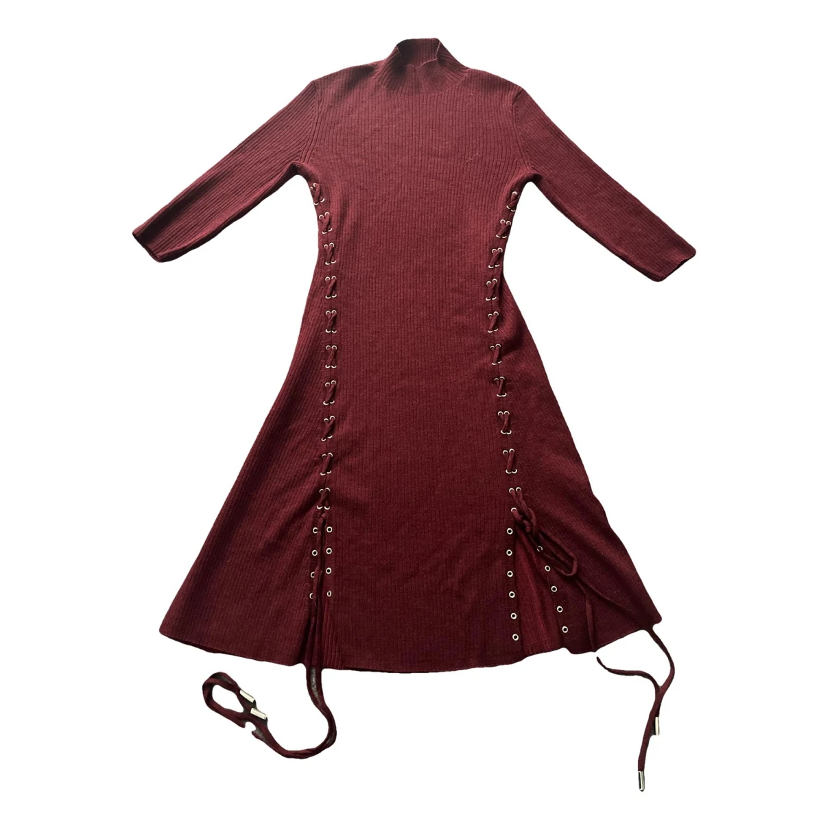 Pre-owned Maje Mini Dress In Burgundy