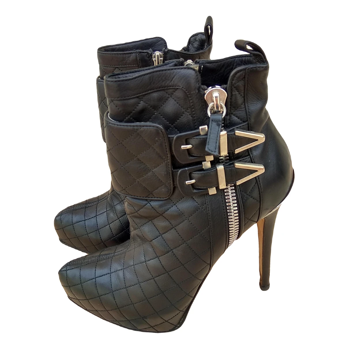 Pre-owned Le Silla Leather Buckled Boots In Black