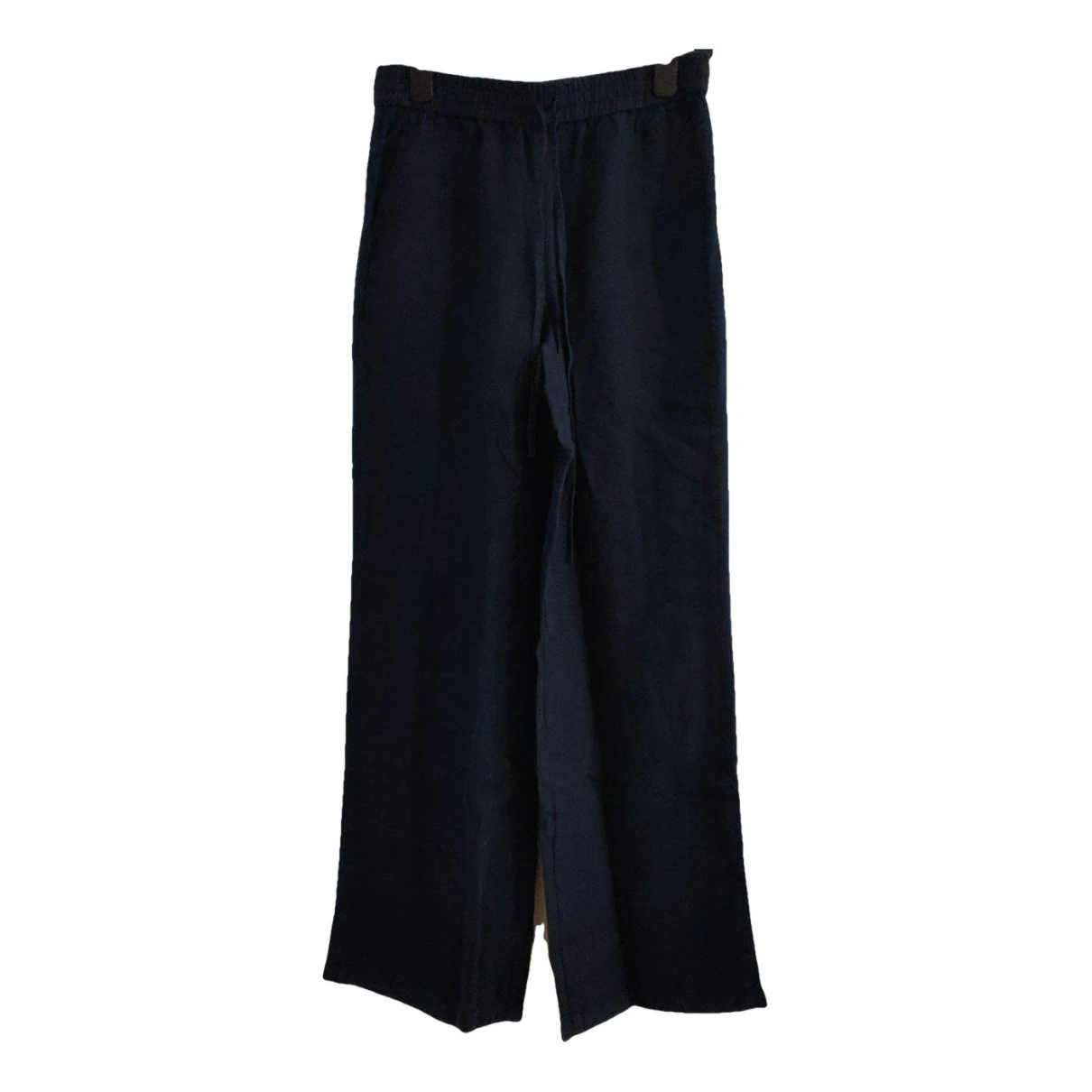 Pre-owned The White Company Linen Straight Pants In Navy