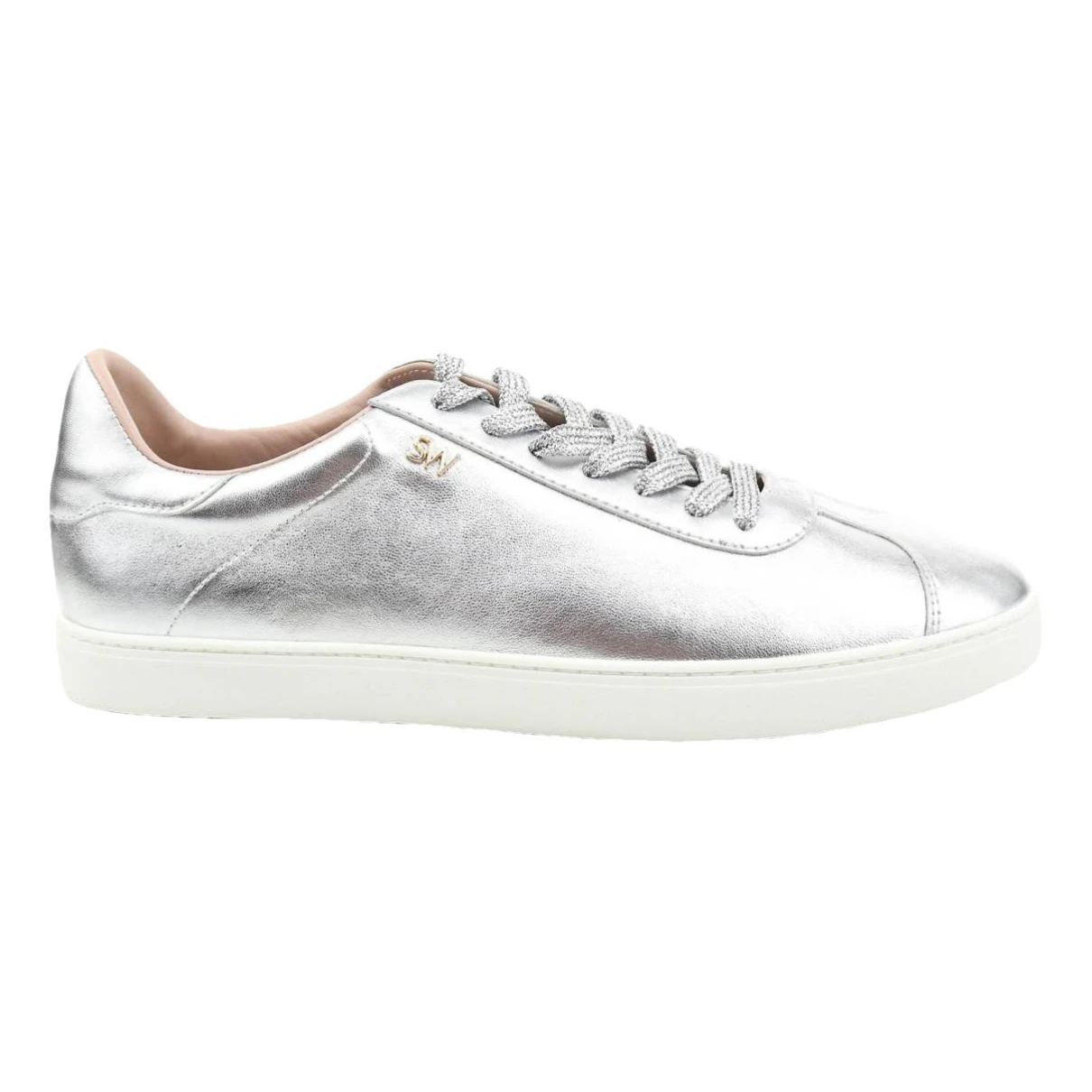 Pre-owned Stuart Weitzman Leather Trainers In Silver