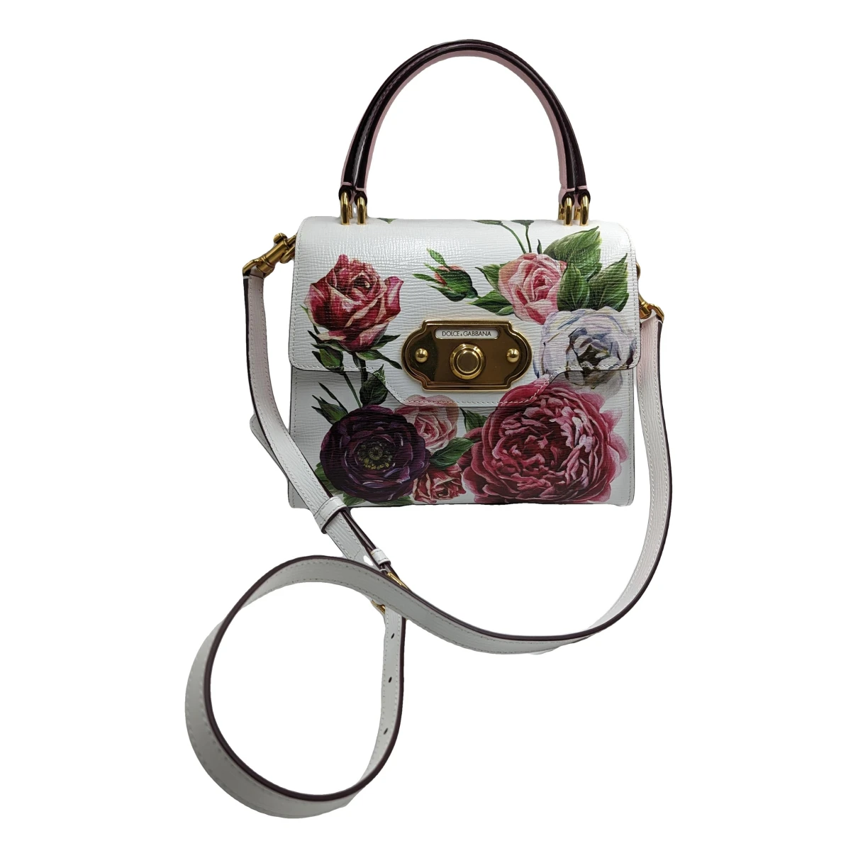 Pre-owned Dolce & Gabbana Welcome Leather Handbag In White