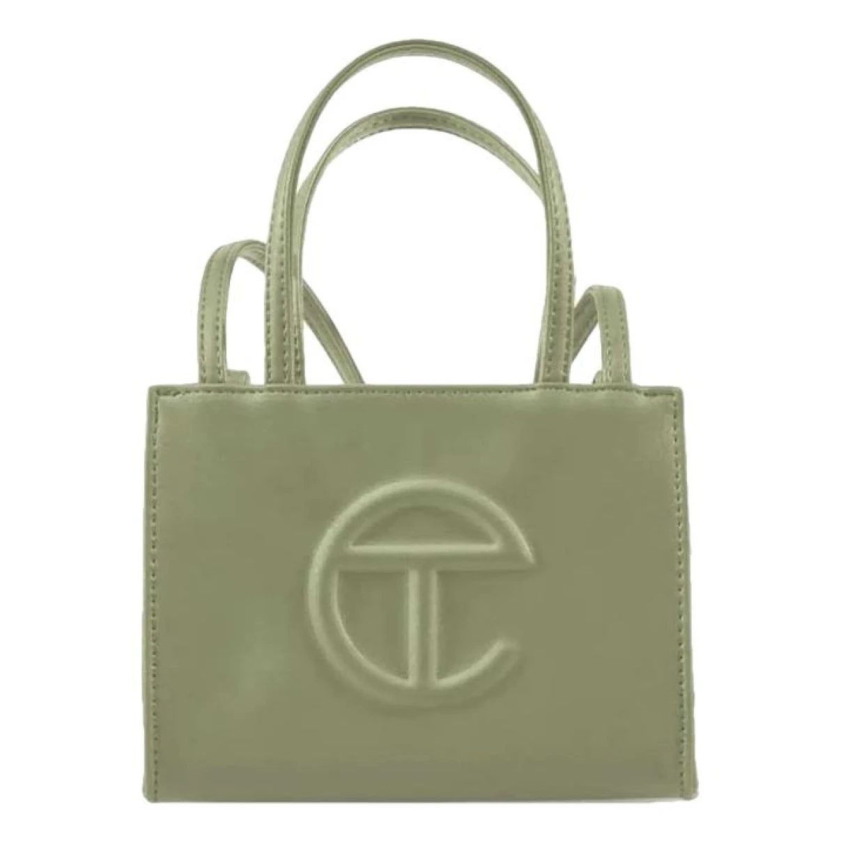 Pre-owned Telfar Small Shopping Bag Leather Mini Bag In Green