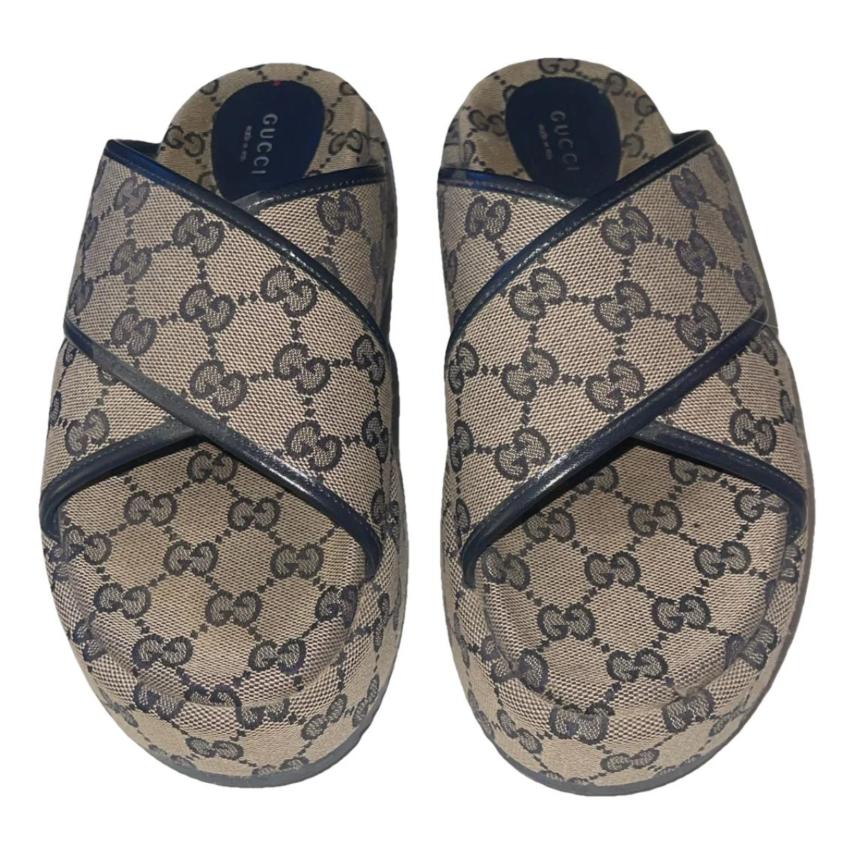 Pre-owned Gucci Leather Mules In Grey