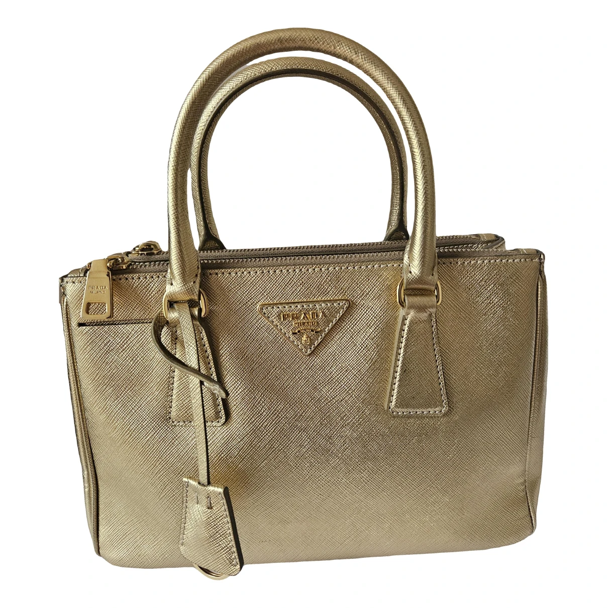 Pre-owned Prada Galleria Leather Handbag In Gold