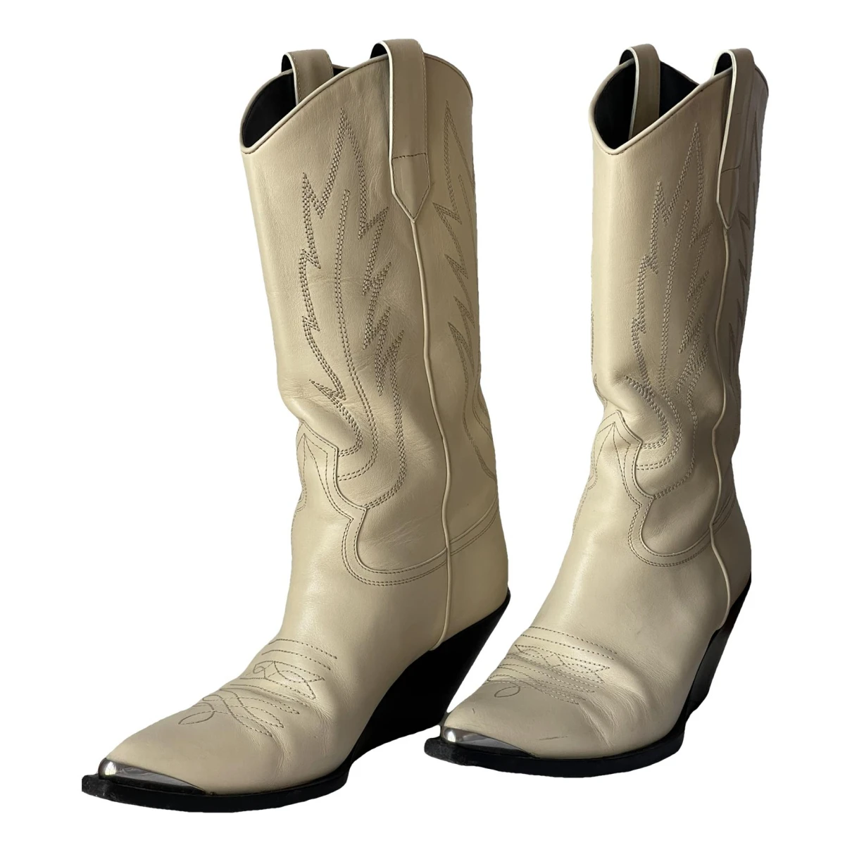 Pre-owned Celine Leather Boots In Beige