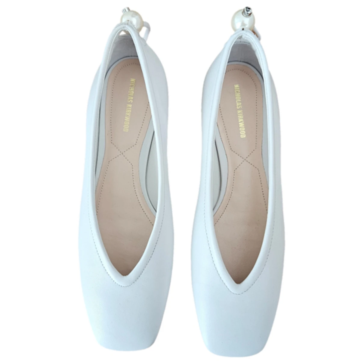 Pre-owned Nicholas Kirkwood Leather Ballet Flats In White