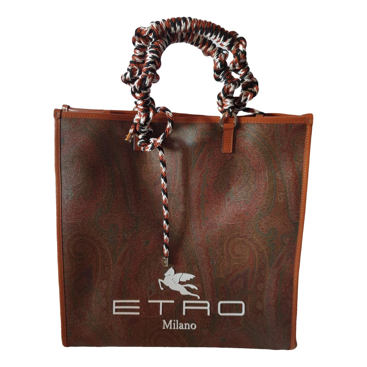 Pre-owned Etro Vegan Leather Weekend Bag In Brown