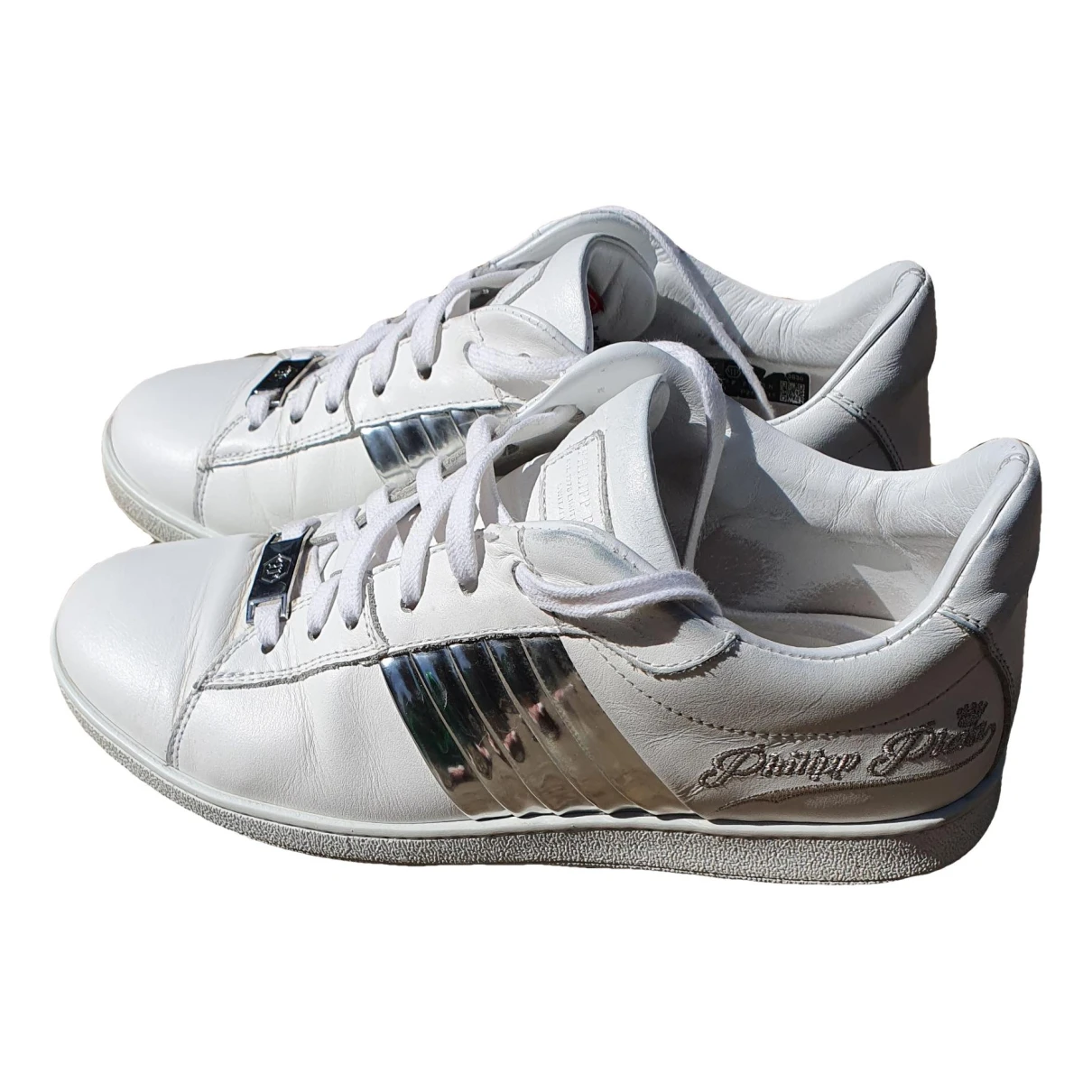 Pre-owned Philipp Plein Leather Low Trainers In White