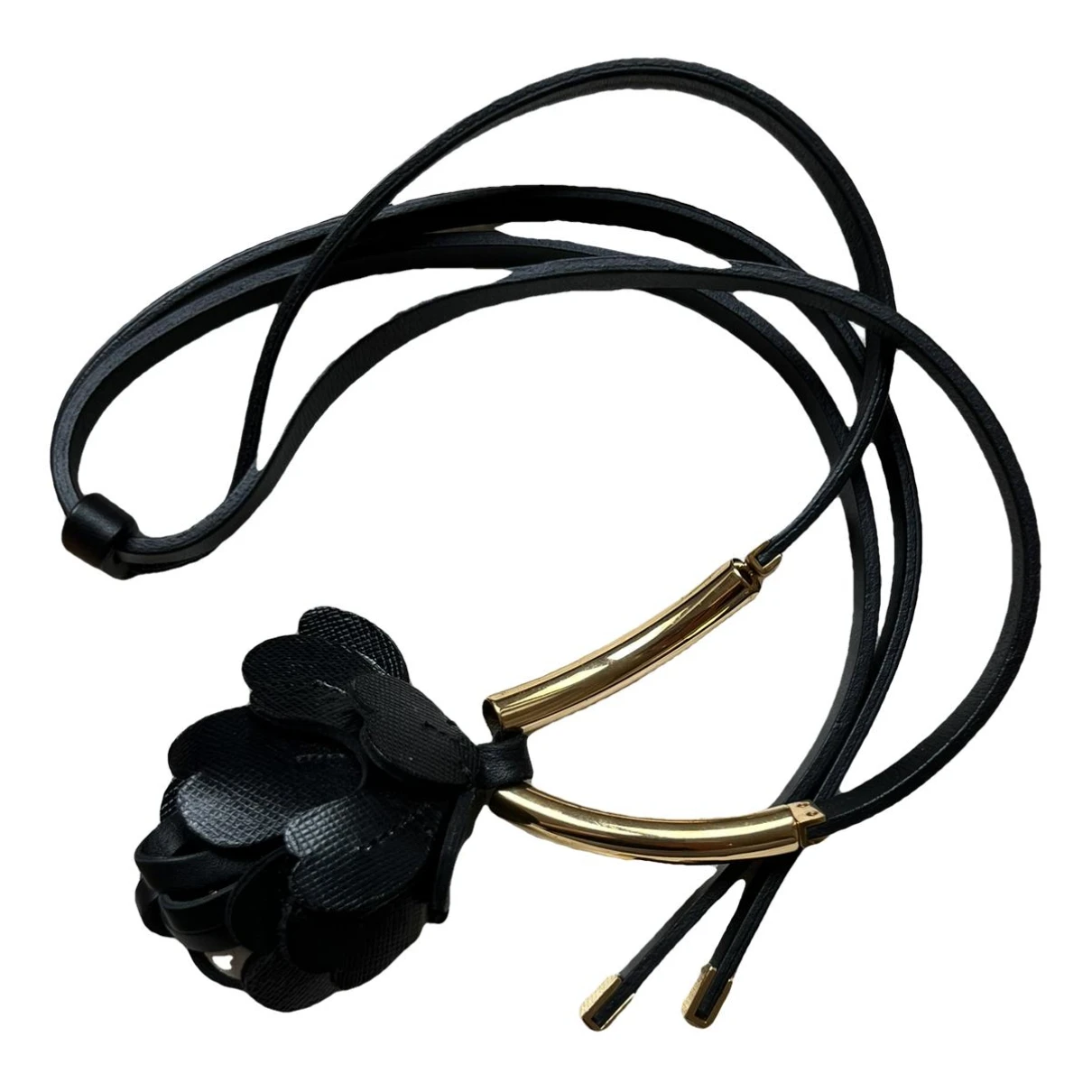 Pre-owned Marni Leather Long Necklace In Black