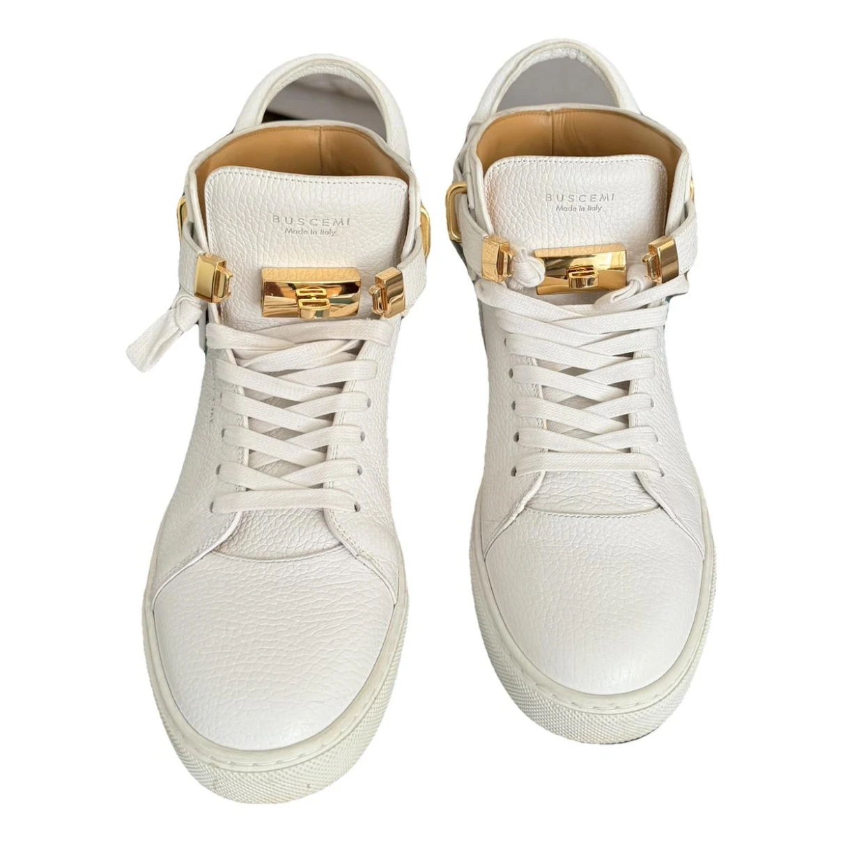 Pre-owned Buscemi Leather High Trainers In Beige