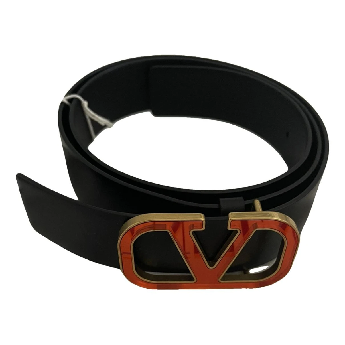 Pre-owned Valentino Garavani Vlogo Leather Belt In Black
