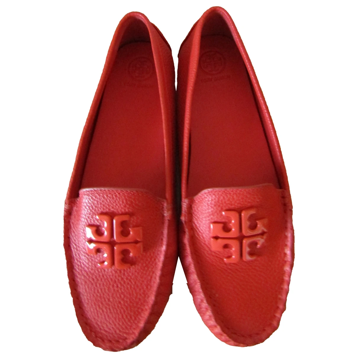 Pre-owned Tory Burch Leather Flats In Orange