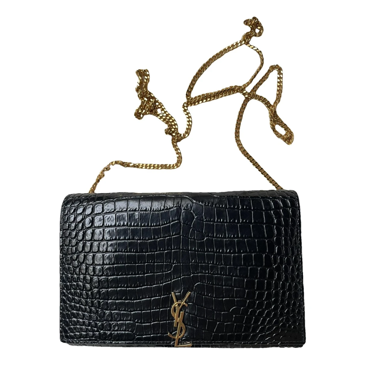 Pre-owned Saint Laurent Toy Kate Patent Leather Crossbody Bag In Black