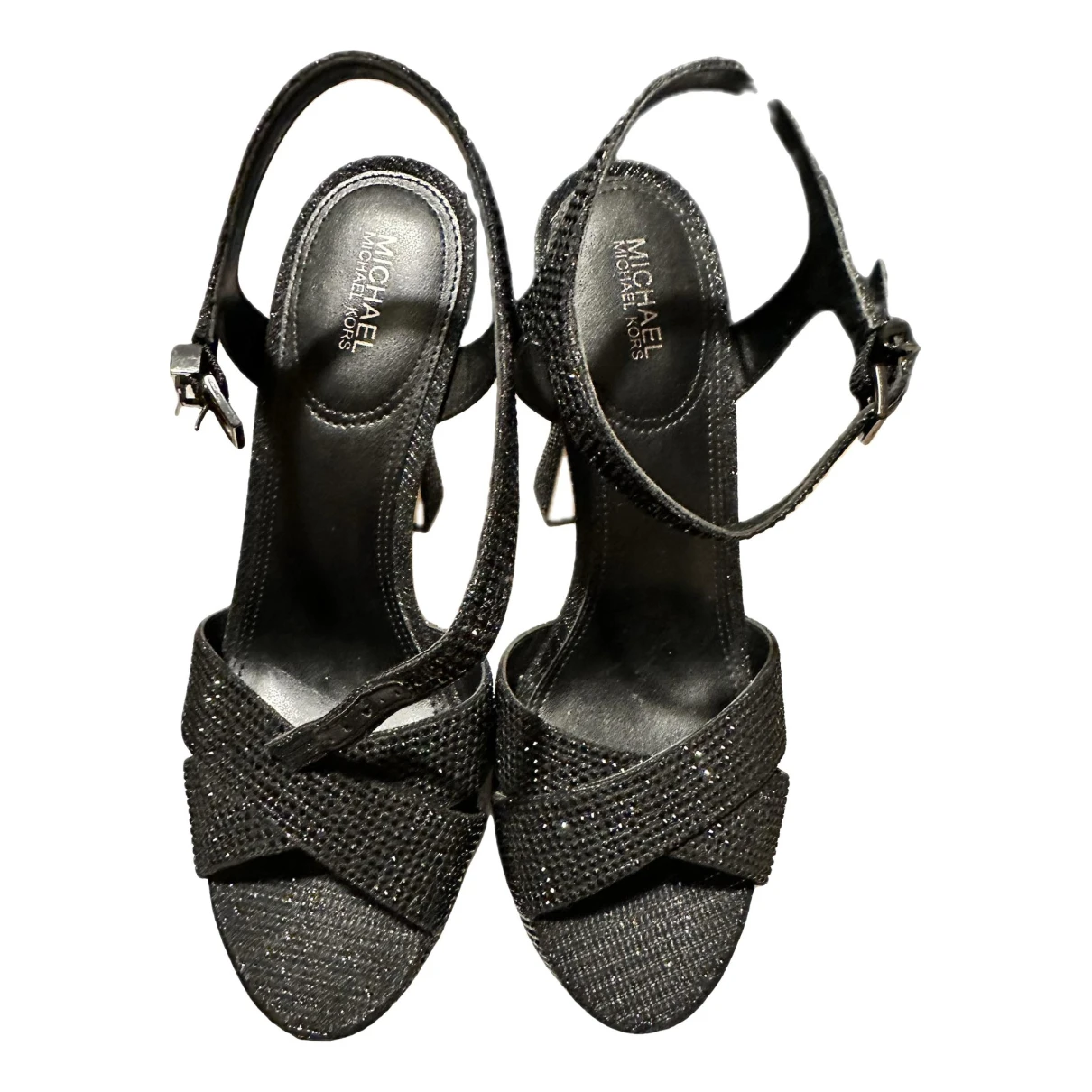 Pre-owned Michael Kors Glitter Sandals In Black
