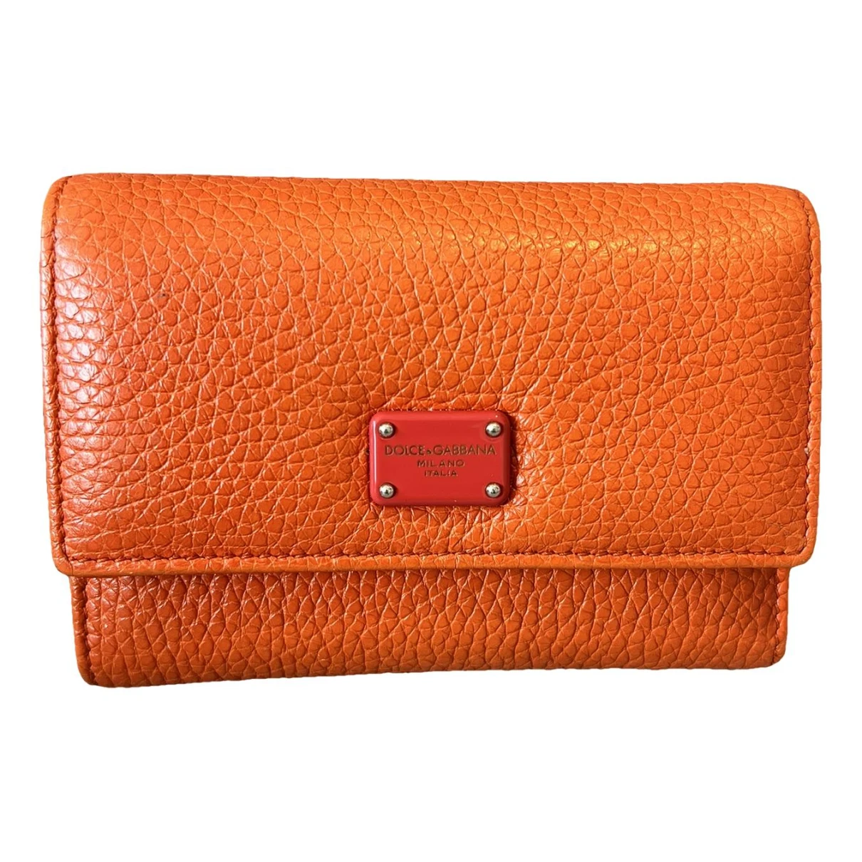 Pre-owned Dolce & Gabbana Leather Wallet In Orange