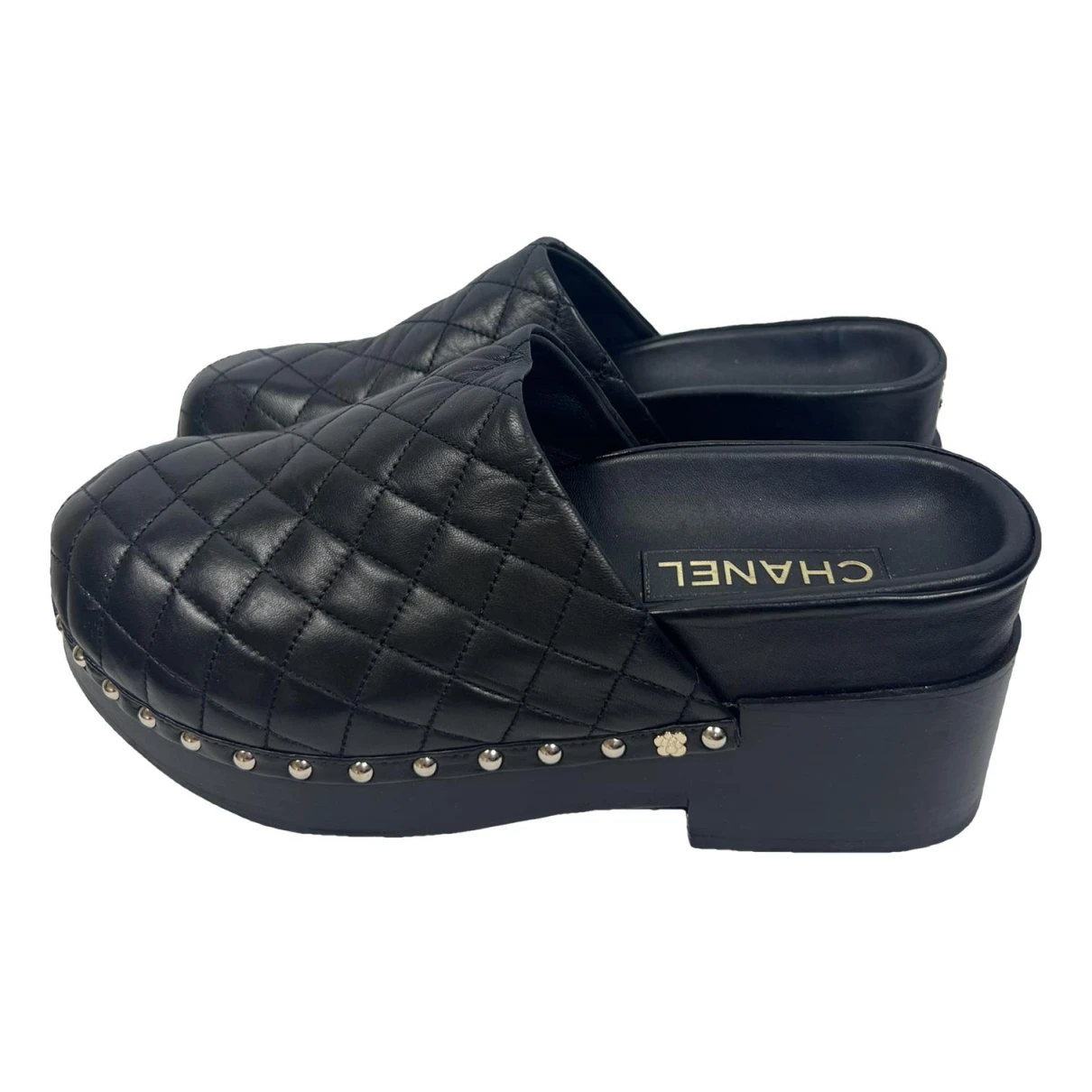 Pre-owned Chanel Leather Mules & Clogs In Black