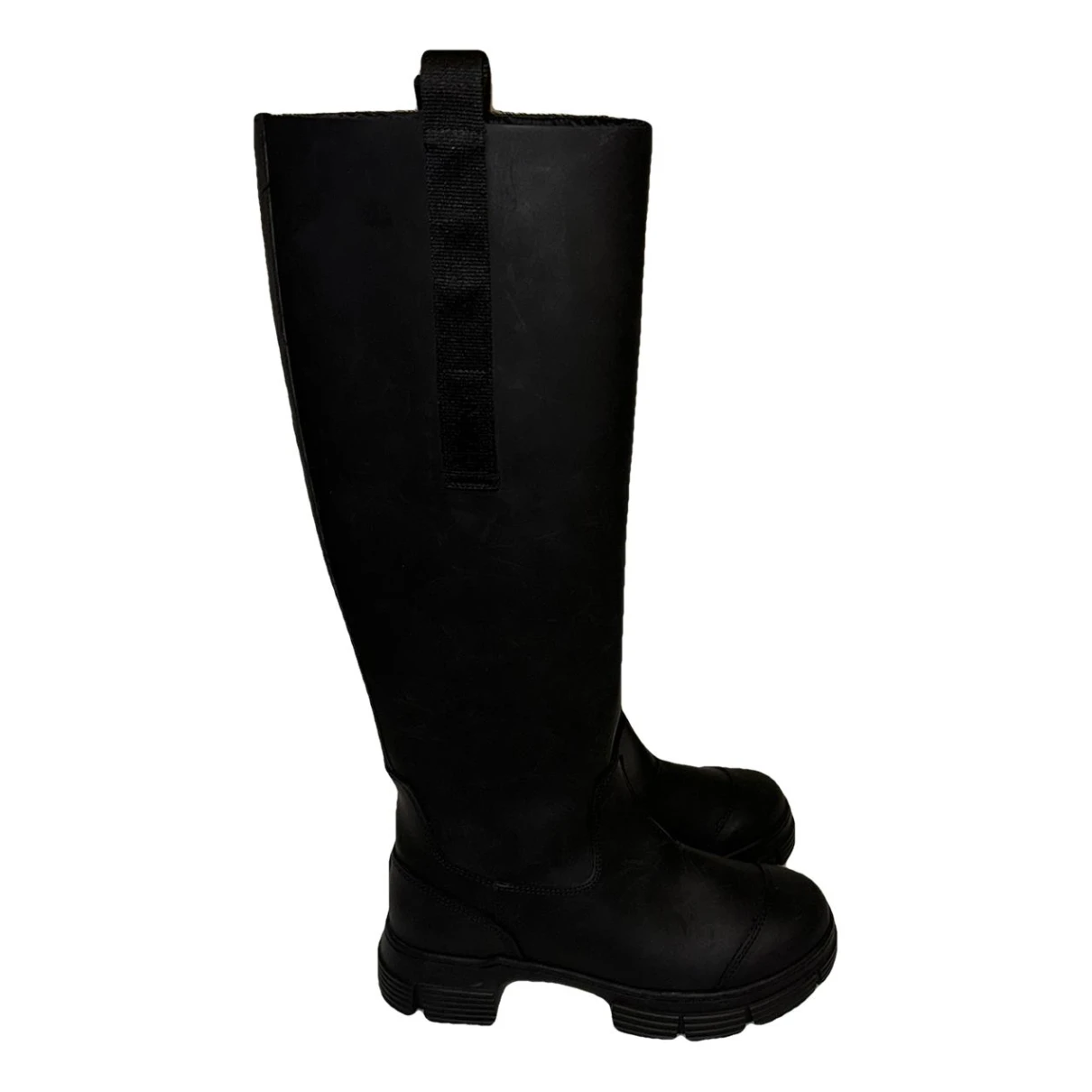 Pre-owned Ganni Wellington Boots In Black