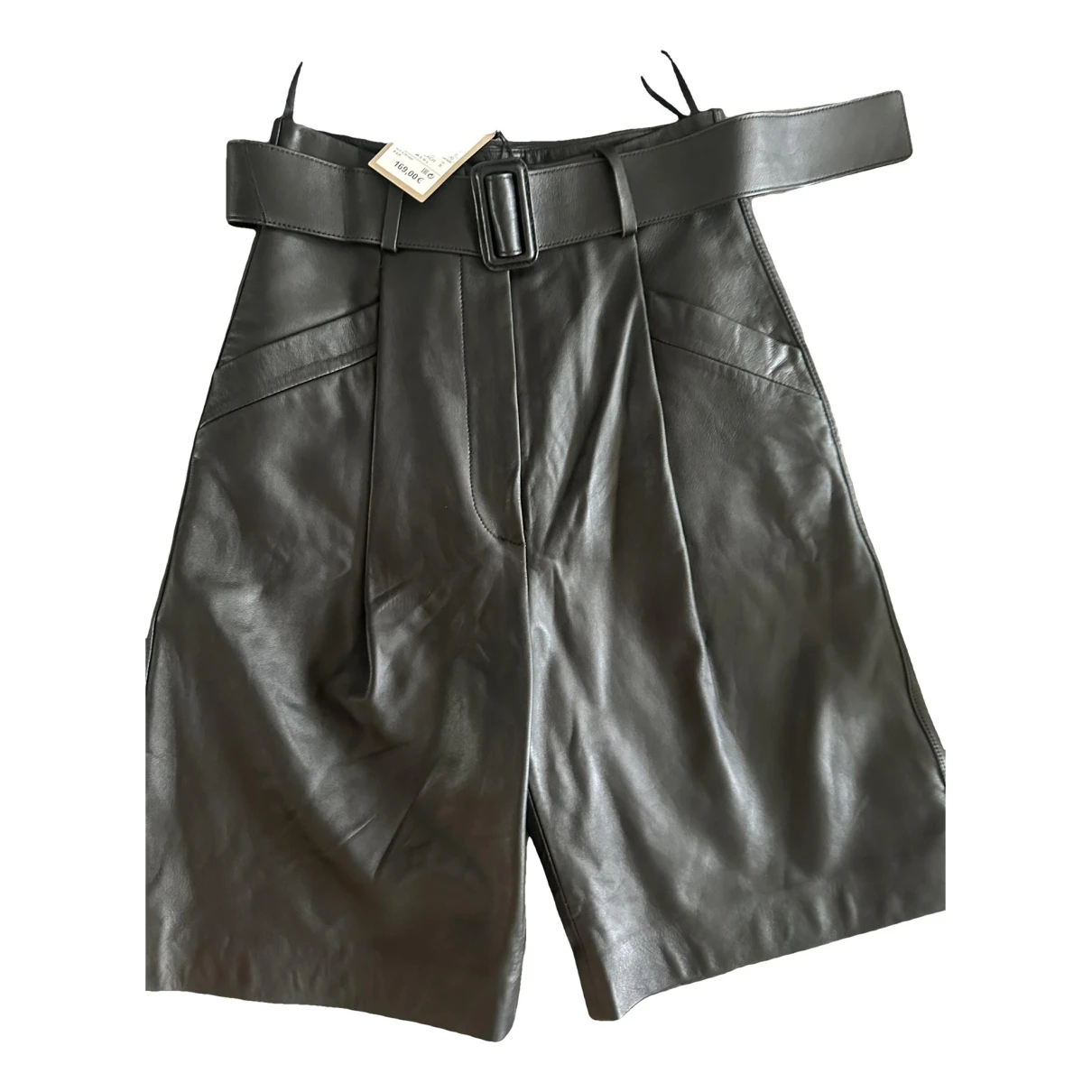 Pre-owned Massimo Dutti Leather Shorts In Black