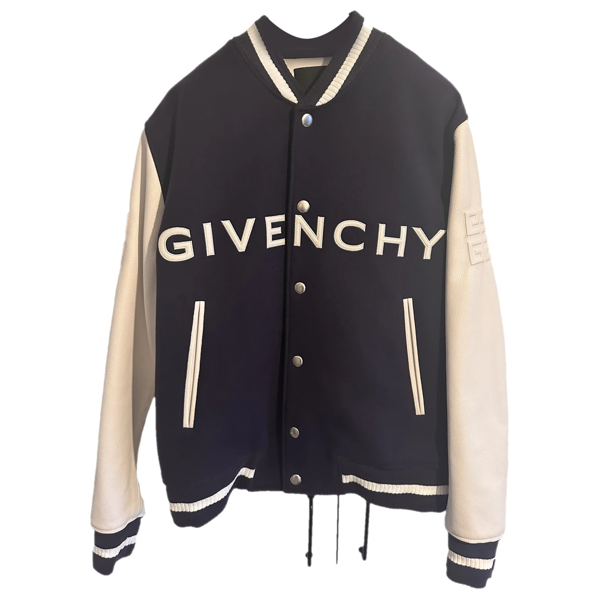Pre-owned Givenchy Leather Jacket In Navy