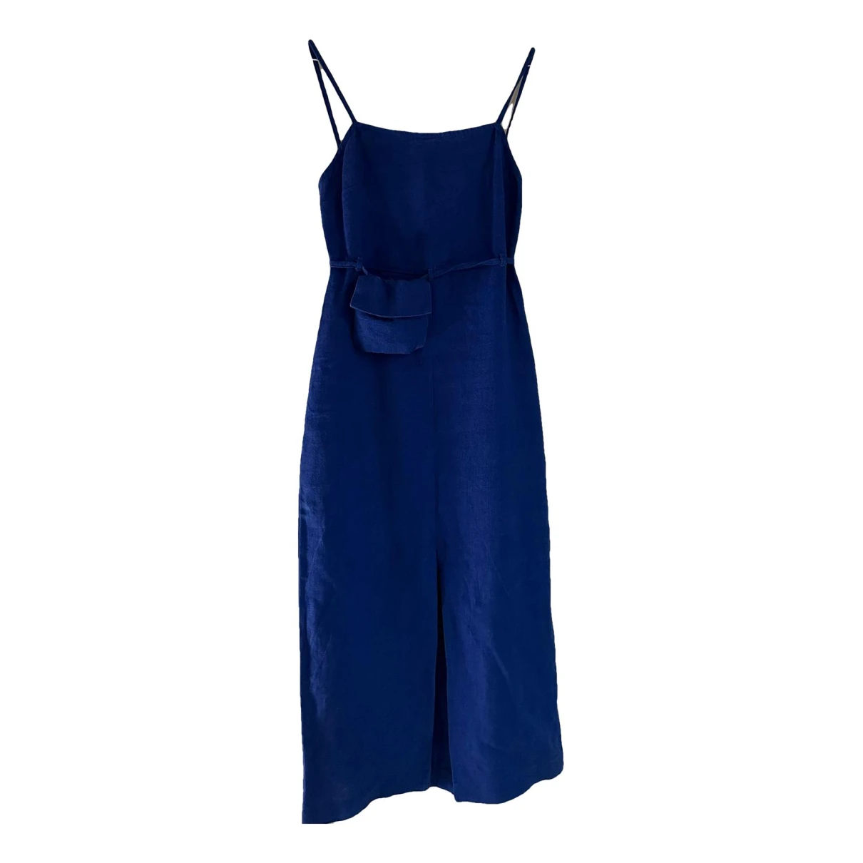 Pre-owned Paloma Wool Linen Mid-length Dress In Blue