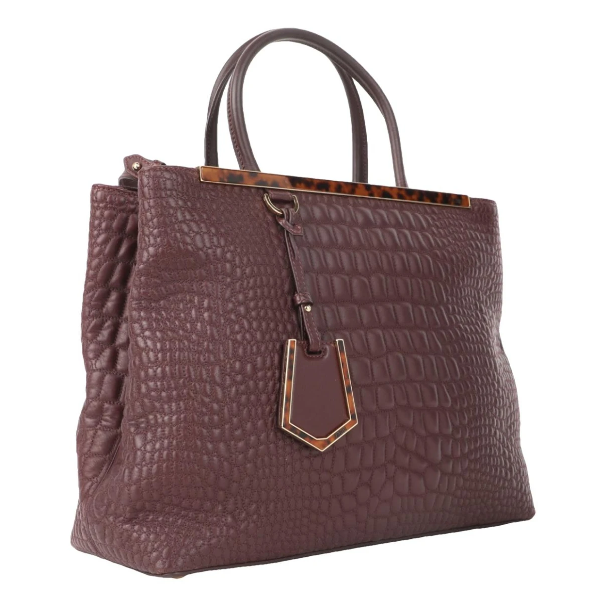 Pre-owned Fendi 2jours Leather Handbag In Burgundy