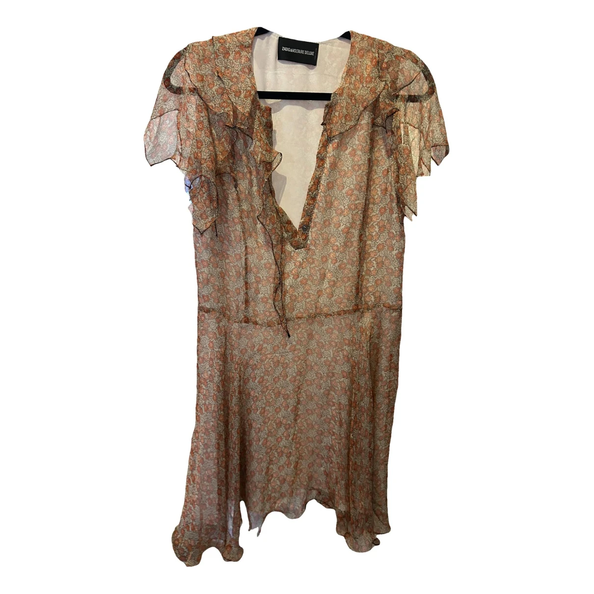 Pre-owned Zadig & Voltaire Silk Mid-length Dress In Orange