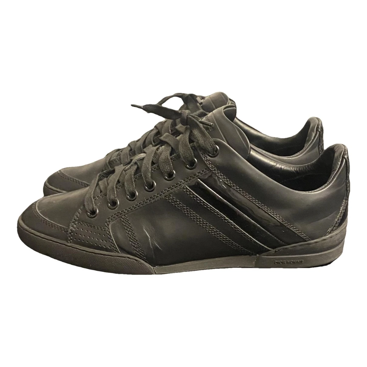 Pre-owned Dior B18 Leather Low Trainers In Black