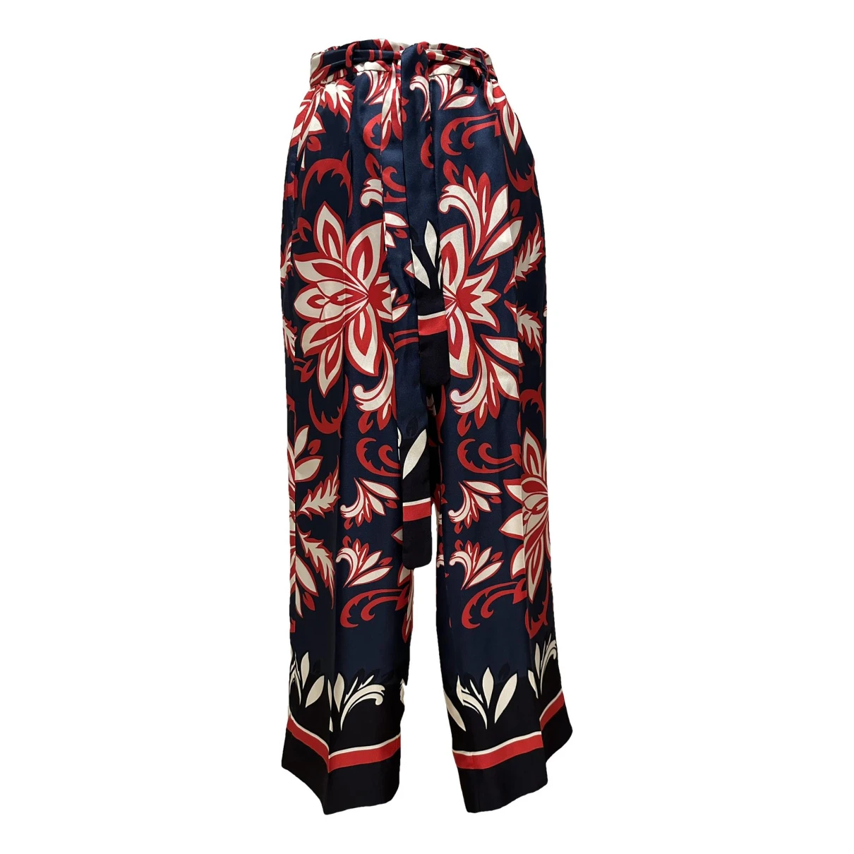 Pre-owned Max Mara Silk Large Pants In Multicolour