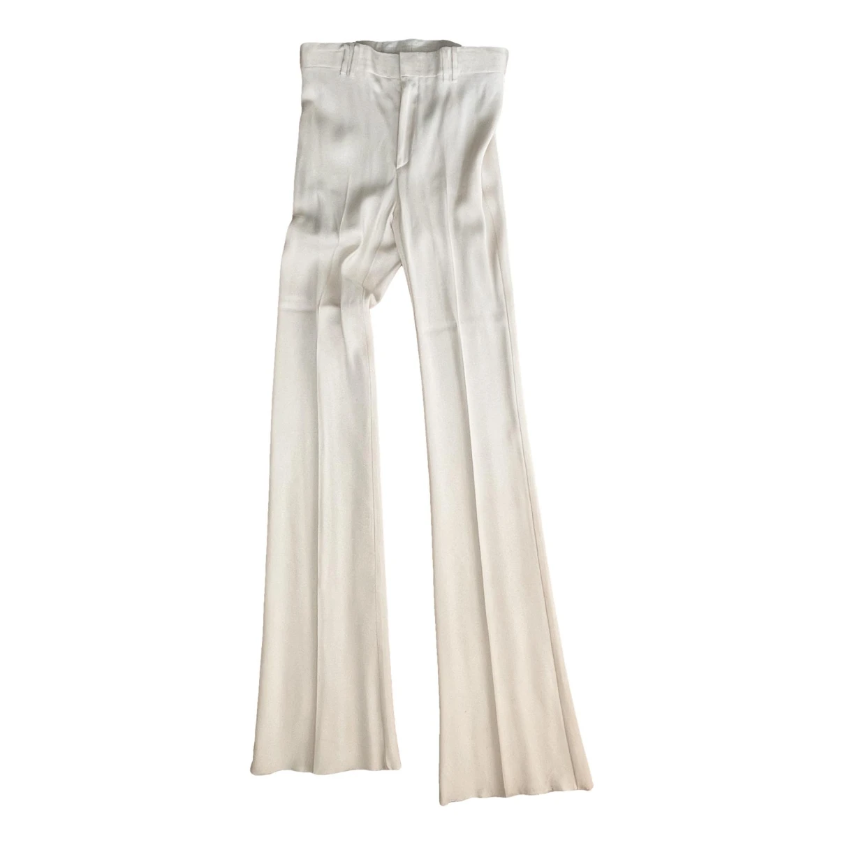 Pre-owned Gucci Silk Trousers In White