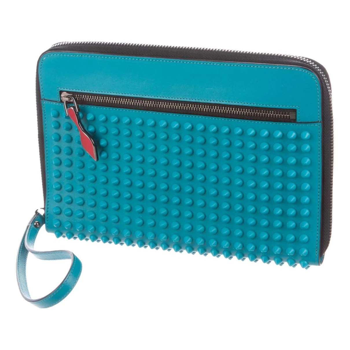 Pre-owned Christian Louboutin Loubiposh Leather Clutch Bag In Blue