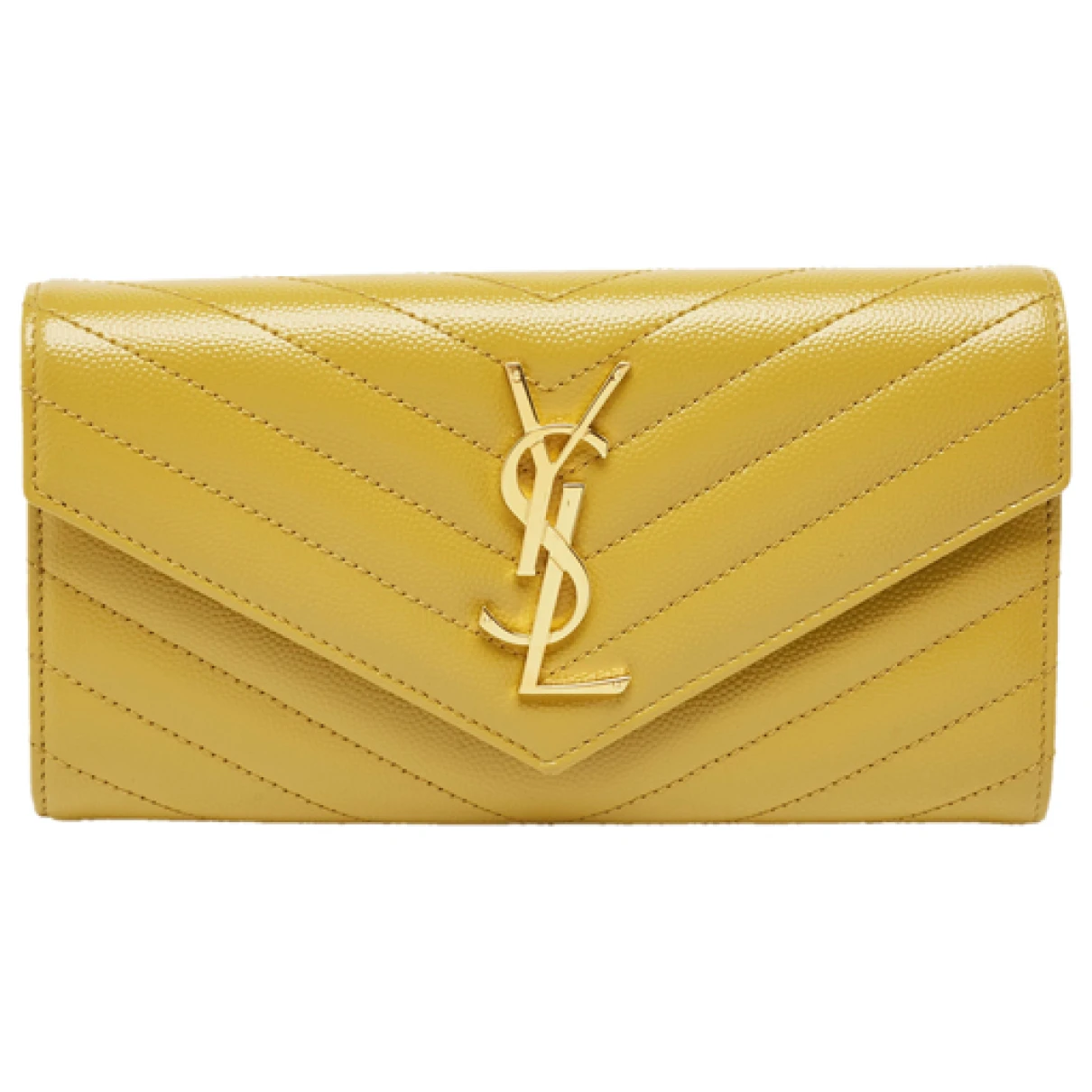 Pre-owned Saint Laurent Leather Wallet In Yellow