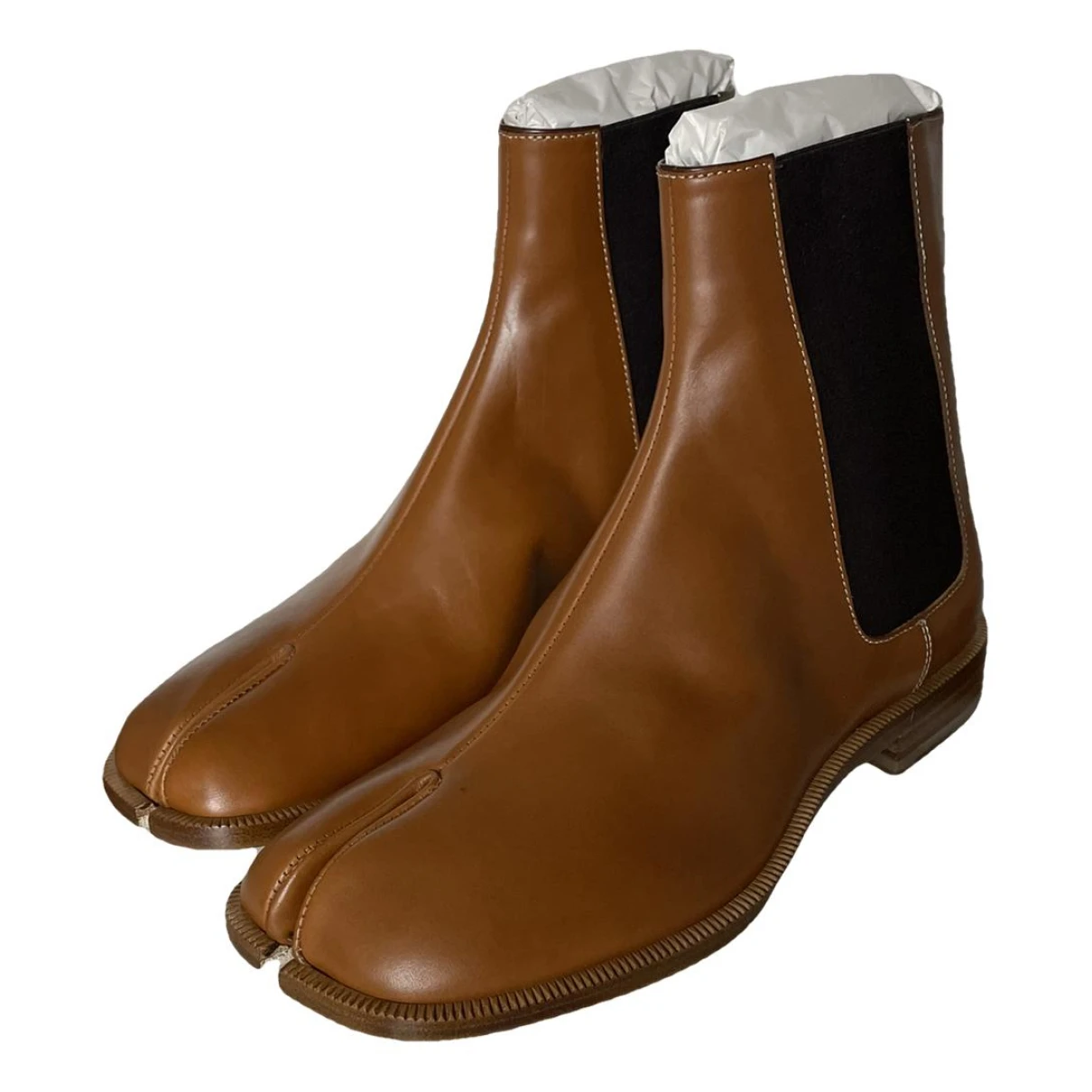 Pre-owned Maison Margiela Tabi Leather Boots In Brown