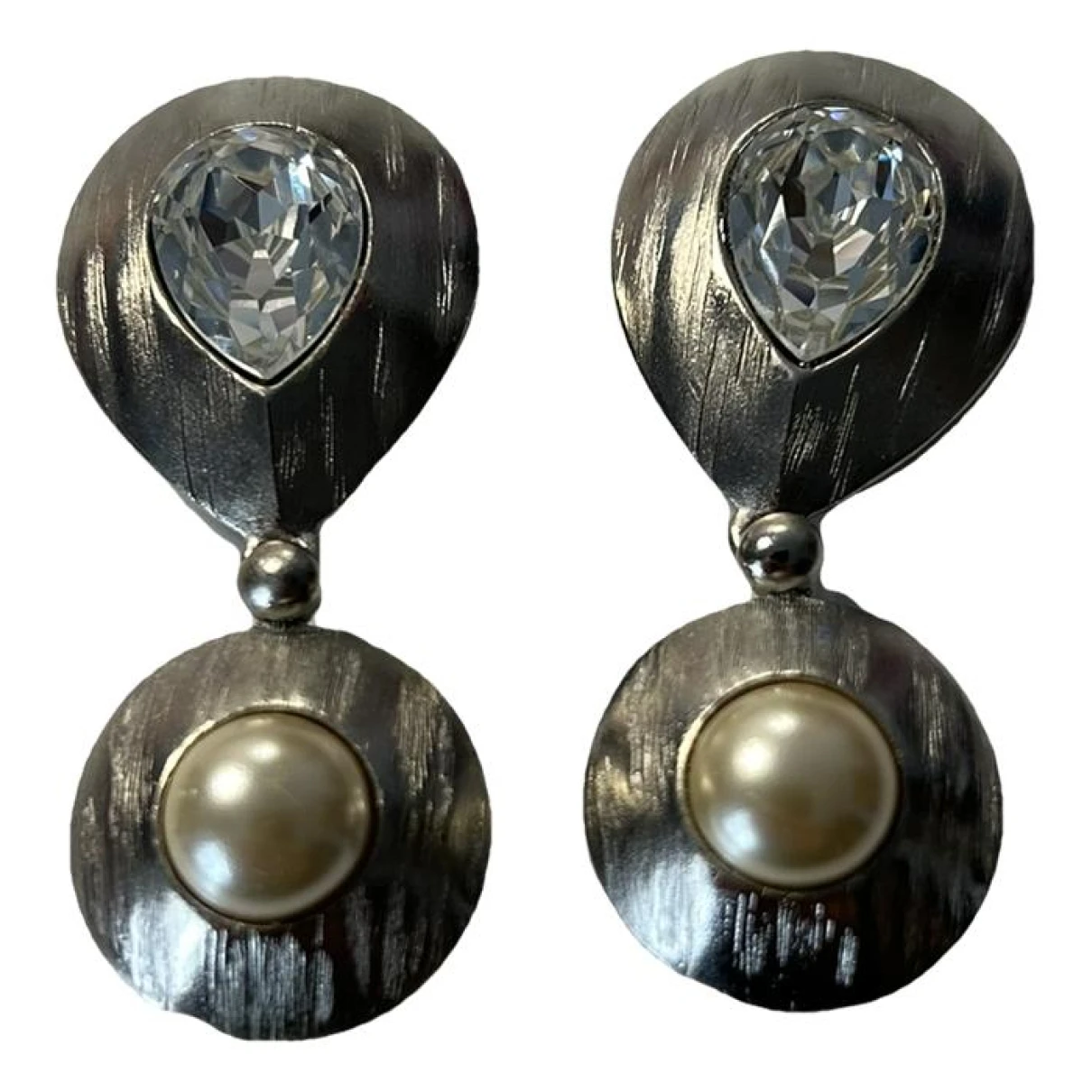 Pre-owned Saint Laurent Arty Earrings In Silver