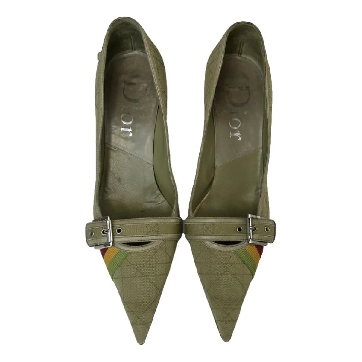 Pre-owned Dior Cloth Heels In Green