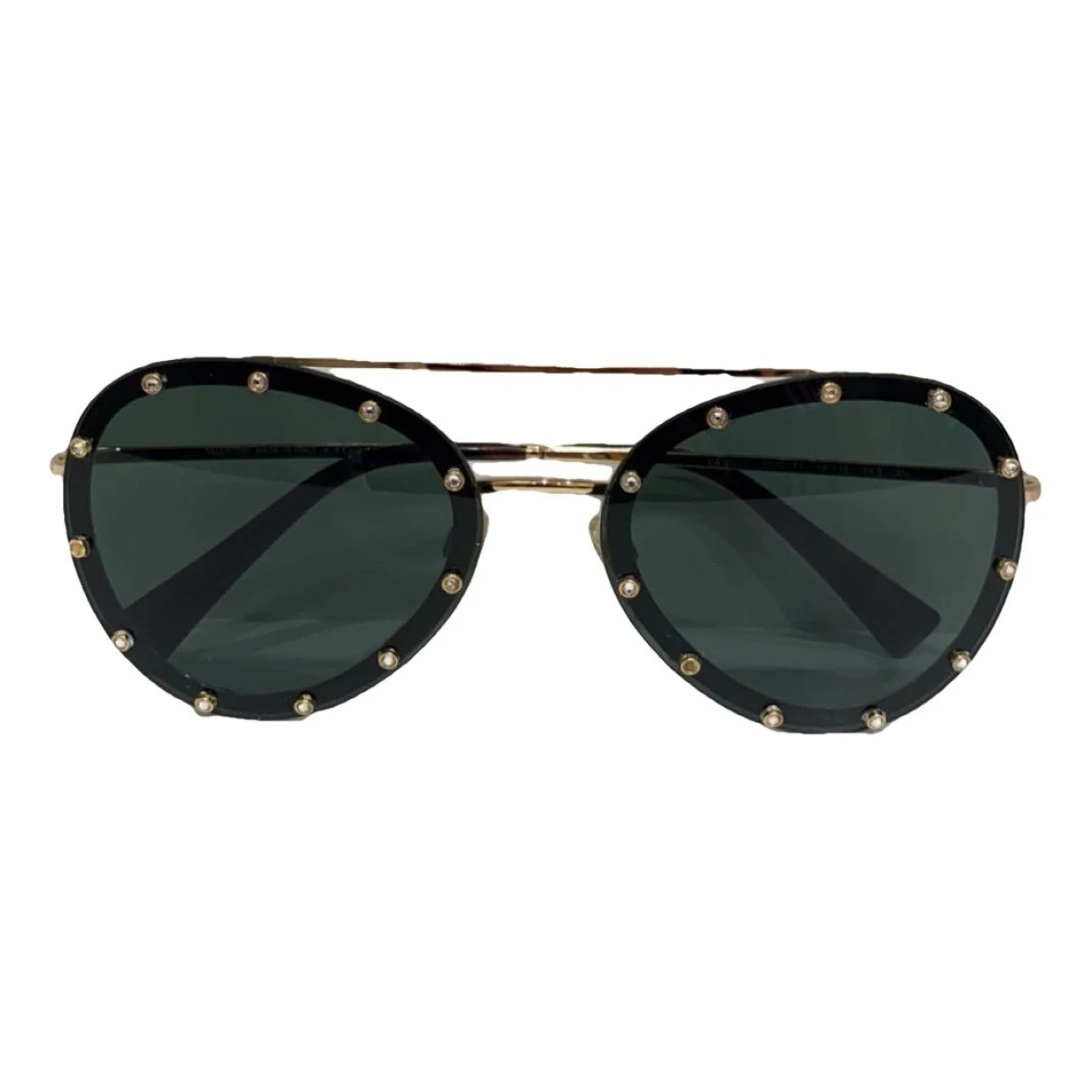 Pre-owned Valentino By Mario Valentino Aviator Sunglasses In Black