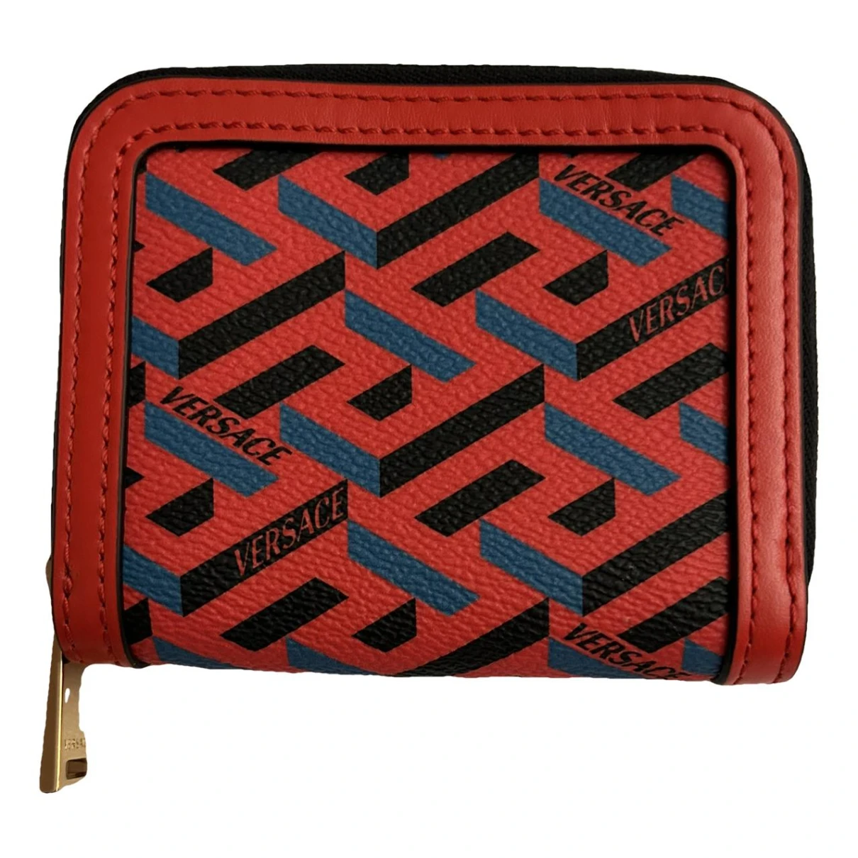Pre-owned Versace Leather Wallet In Red