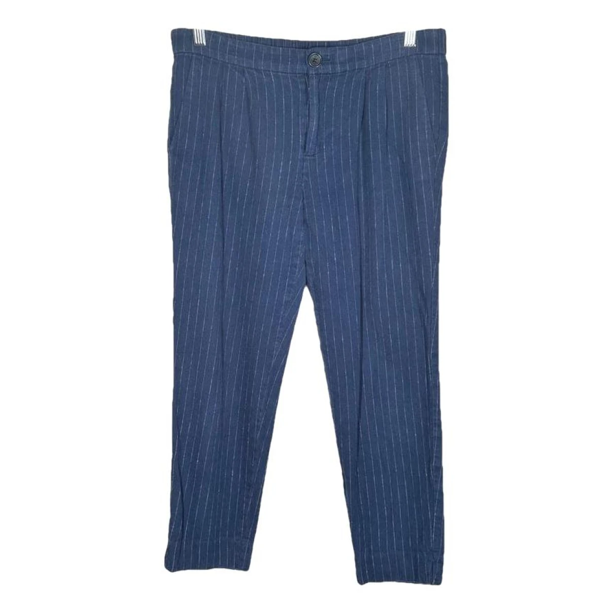 Pre-owned Madewell Linen Trousers In Blue