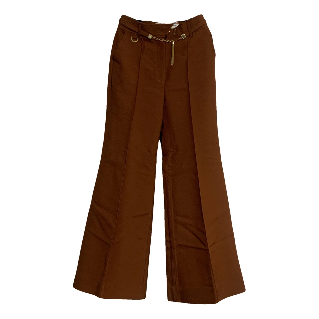 Pre-owned Zimmermann Wool Large Pants In Brown