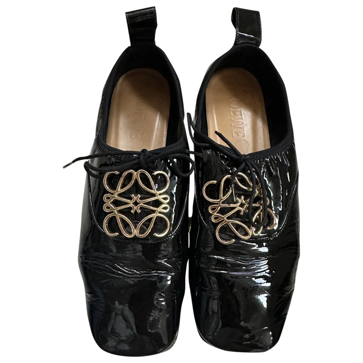 Pre-owned Loewe Leather Ballet Flats In Black