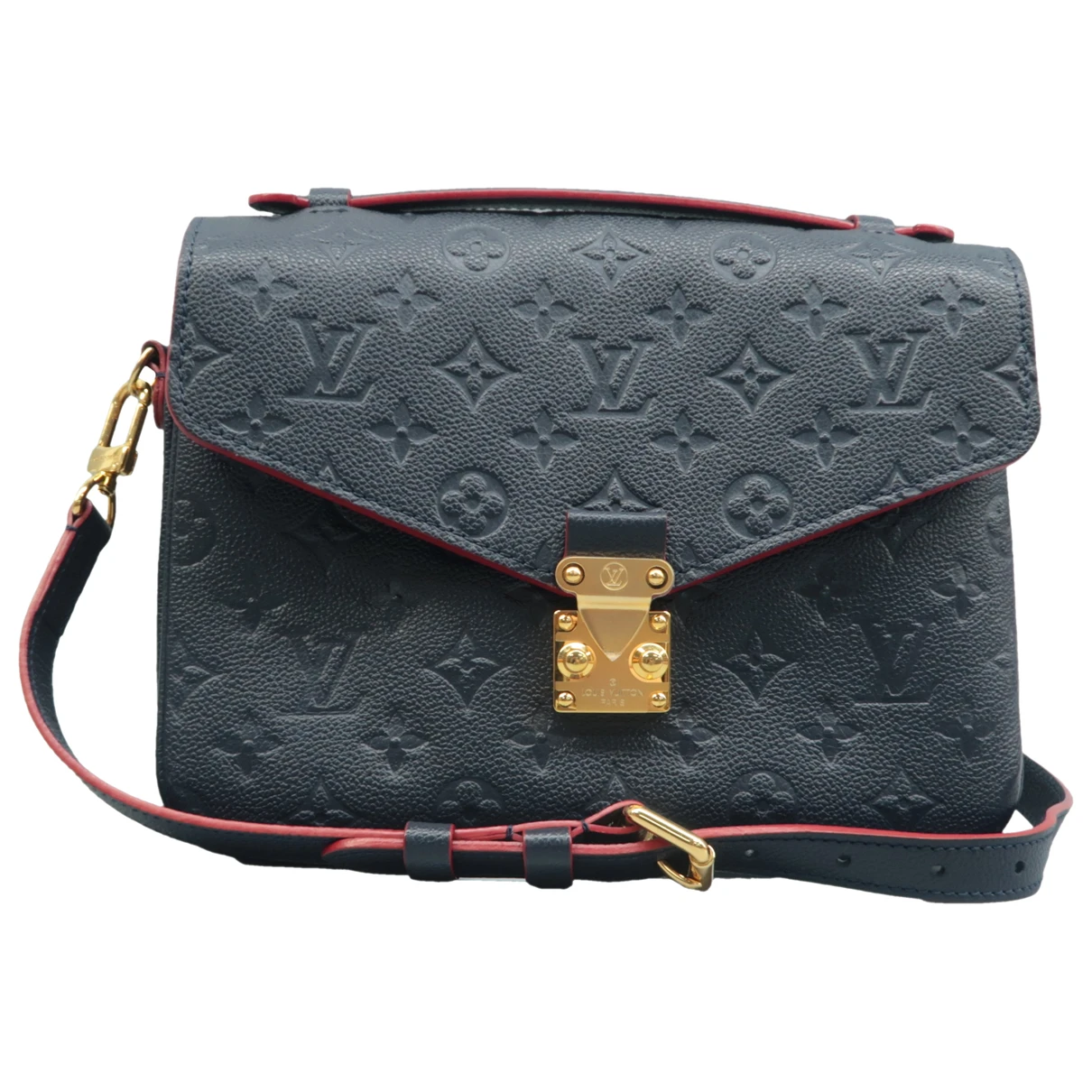 Pre-owned Louis Vuitton Metis Leather Satchel In Navy