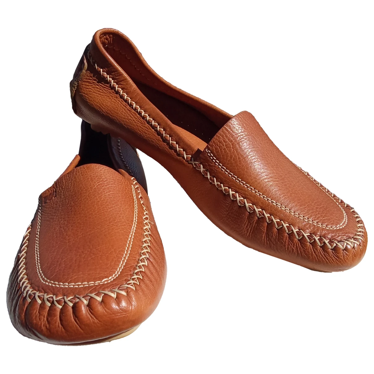 Pre-owned Max Mara Leather Flats In Camel