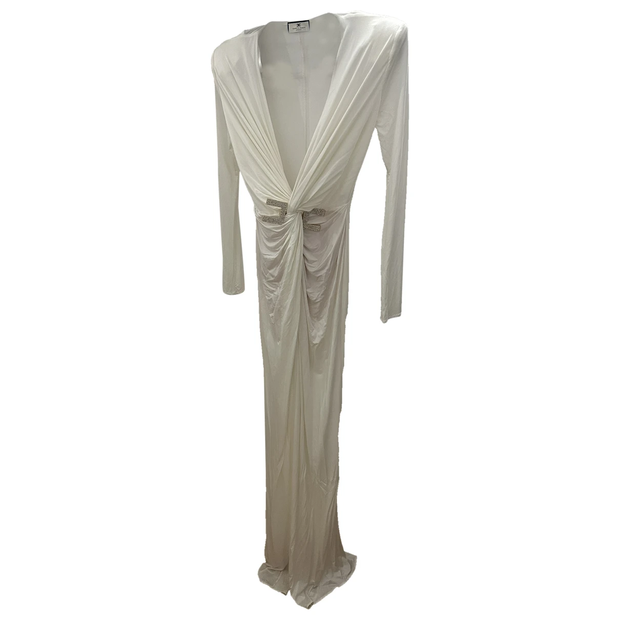 Pre-owned Elisabetta Franchi Maxi Dress In White