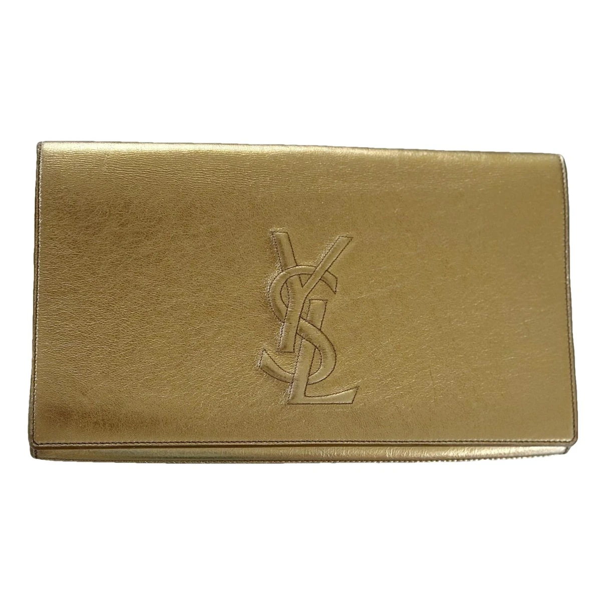 Pre-owned Saint Laurent Belle De Jour Leather Clutch Bag In Gold