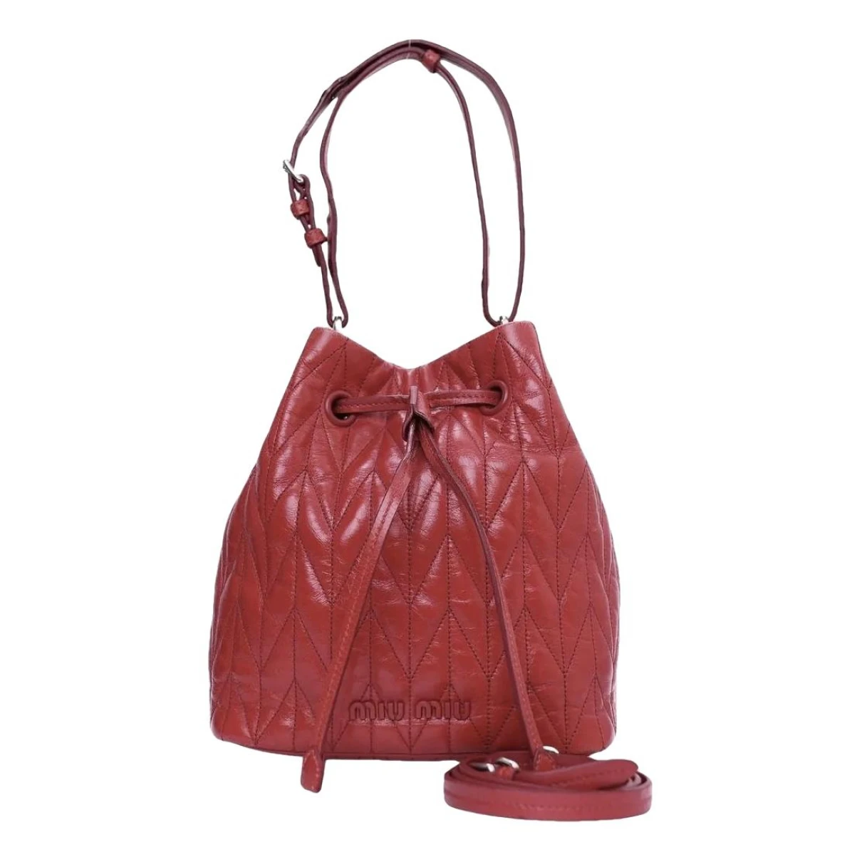 Pre-owned Miu Miu Matelassé Leather Handbag In Red