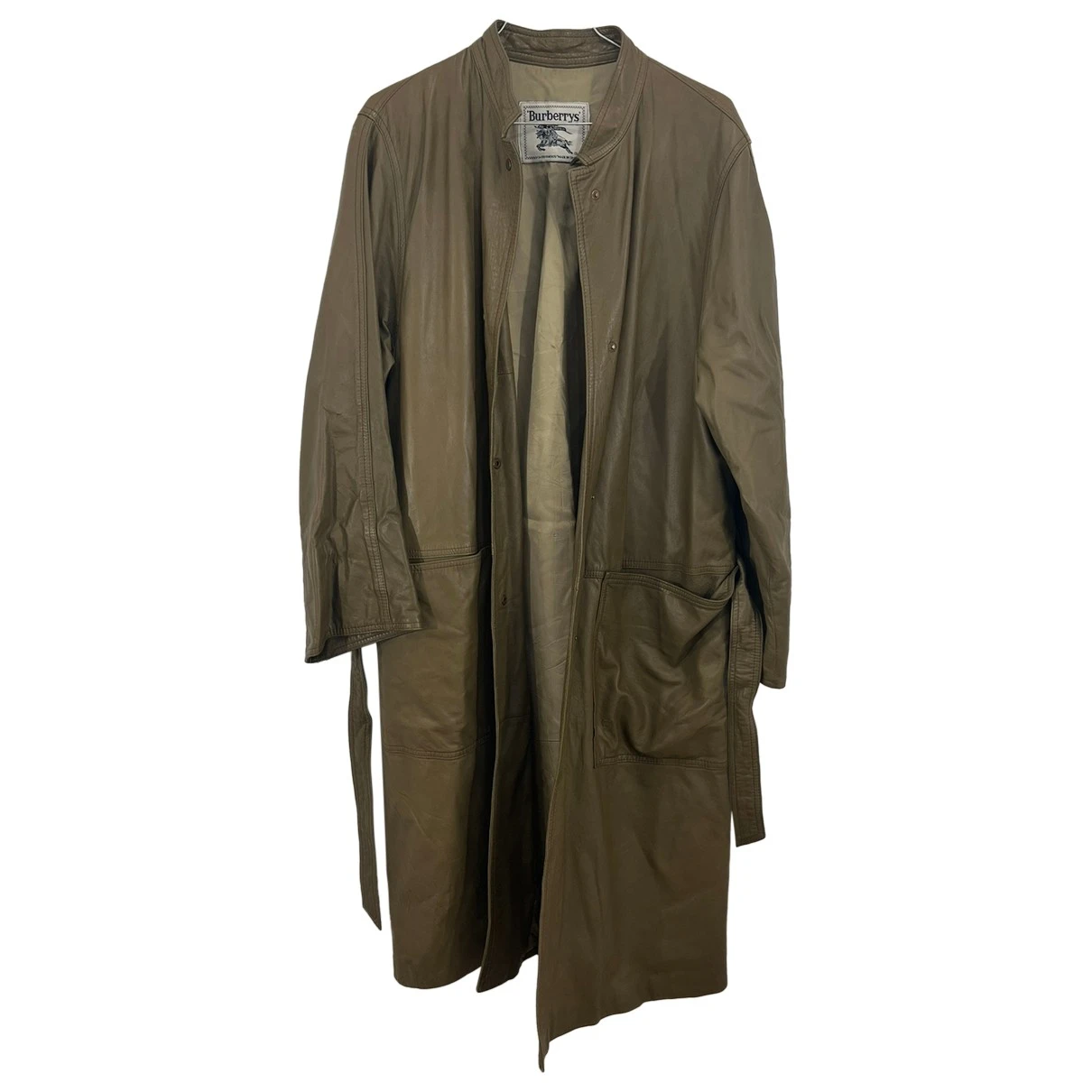 Pre-owned Burberry Leather Coat In Khaki