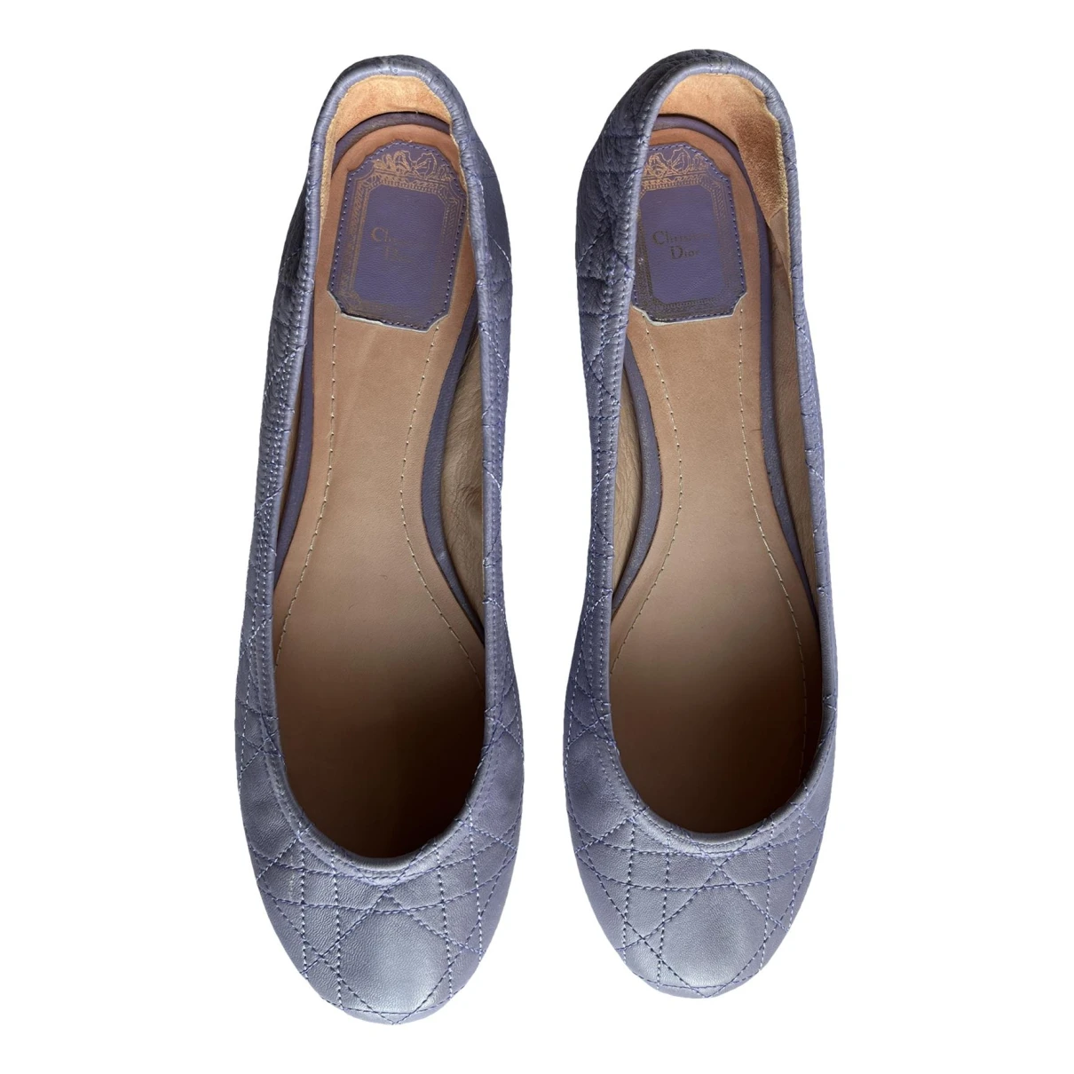 Pre-owned Dior Leather Ballet Flats In Blue